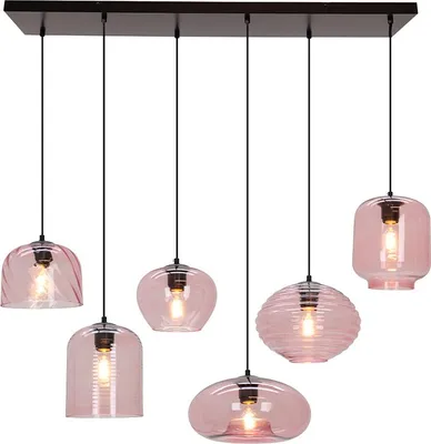 Produktbild von Olucia – CAIA – Pendelleuchte – Rosa / Schwarz – 6 Lampen