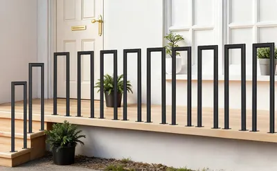 Produktbild von Vigevee 75cm U-Form Treppengeländer Schwarz Ovalrohr Handlauf Aufrechte Montage