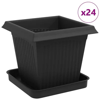 Produktbild von Blumentöpfe 24 pcs Schwarz 16 x 16 x 14 cm Kunststoff