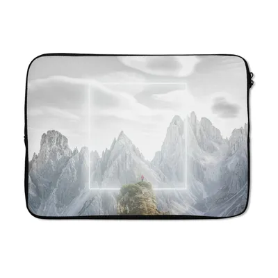 Produktbild von MuchoWow® Laptop Hülle 13 Zoll Neonplatz zwischen den Bergen Laptoptasche - Laptophülle - Sleeve - Rundumschutz