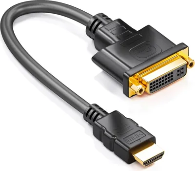 Produktbild von deleyCON 15cm HDMI zu DVI Adapter-Kabel - HDMI Stecker zu DVI Buchse 24+5-1080p Full HD HDTV 1920x1080 - vergoldete Kontakte - TV Beamer PC