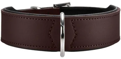 Immagine prodotto di Collare da cacciatore Basic 50 nickel, collo 35-43 cm pelle croupon marrone/Pelle sintetica nera