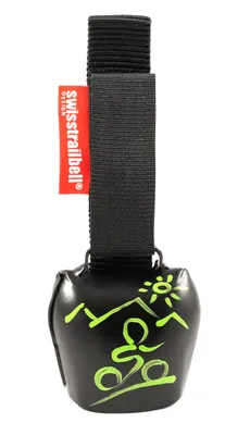 Produktbild von swisstrailbell® Fahrradklingel, Deep Black mit grünem Mountainbiker, Trailbell, Bear Bell