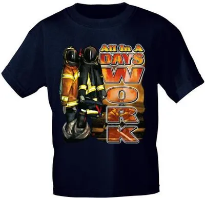 Produktbild von T-Shirt mit Print - Feuerwehr - All in a Days Work - marine - 10586 - Gr. S-XXL Größe - M