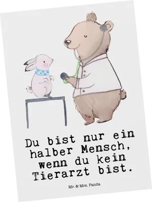 Produktbild von Mr. & Mrs. Panda Postkarte Tierarzt Herz - Weiß - Geschenk, einzelkarte, Ansichtskarten, Grußkarte, Postkarten, Ansichtskarte