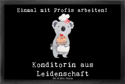 Produktbild von Mr. & Mrs. Panda Schmutzfangmatte Konditorin Leidenschaft 40 x 60 cm - Schwarz - Geschenk, Confiseurin, Schmutzfänger, Gummimatte, Spruch, Lustig, Witzig, Schmutzmatte