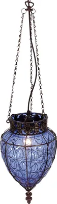 Produktbild von Näve Leuchten Pendelleuchte ORIENT mit E27 Pendelleuchte ORIENT mit E27 Pendelleuchten - Glas-/Pendelleuchte "ORIENT", Hängelampe aus Metall und Glas in blau, 150 cm hoch, 25 x 25 cm, E27-Fassung