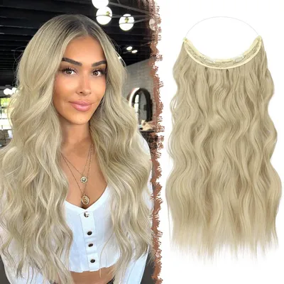 Produktbild von Haarverlängerung gewellt unsichtbar 50 cm Aschblond Synthetik
