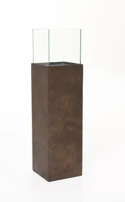 Produktbild von VIVANNO Windlicht Alu-Verbund CANDELA Rechteckig, Quarzgrau seidenmatt mit Muster - 25x25x100 cm