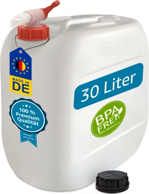 Produktbild von 6 Stück 20 Liter Kanister Camping Wasserkanister Farbe natur inkl. Etikett (6x20knn)