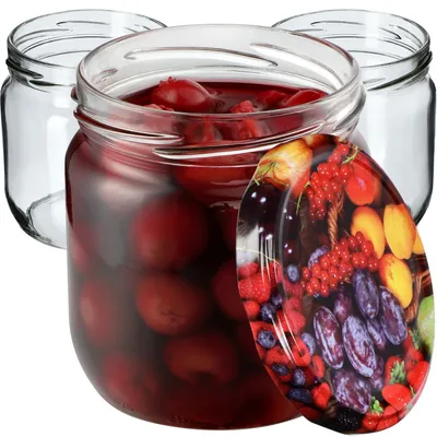 Zdjęcie produktu dla Słoiki do przetworów KADAX z pokrywką "Salla", słoiki do dżemu, słoiki do przetworów, 425 ml, owoce, 6 szt