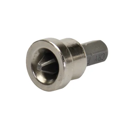 A close-up studio shot of a single screwdriver bit.