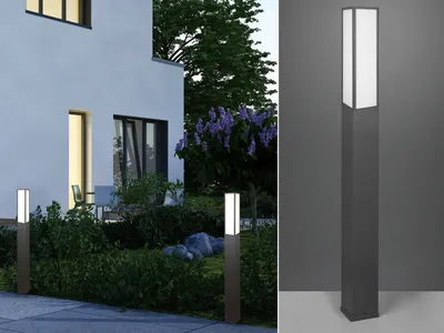 Produktbild von LED Außenwegeleuchten Set Anthrazit eckige Pollerleuchten Gartenlampen mit Strom