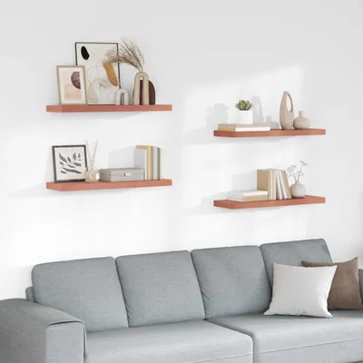 Image de Maison Exclusive - Étagères murales, lot de 4, rouge, 90 x 23,5 x 3,8 cm, matériau composite en bois