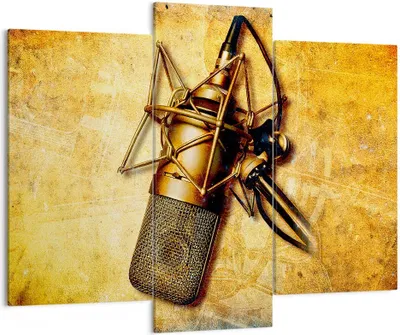 Produktbild von Bild auf Leinwand - Leinwandbild - Mikrofon Musik Lied - 130x100cm - Wand Bild - Wanddeko - Leinwanddruck - Bilder - Kunstdruck - Wanddekoration - Leinwand bilder - Wandkunst - CB130x100-0525