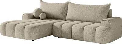 Produktbild von Selsey DANDELINO - Ecksofa mit Schlaffunktion, Stauraum und Bouclé-Bezug, hellbeige, links