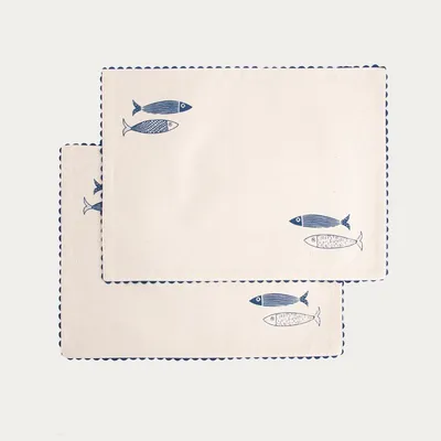Zdjęcie produktu dla HOMLA Maty stołowe NILGI bawełniane z motywem morskim 35x45 cm