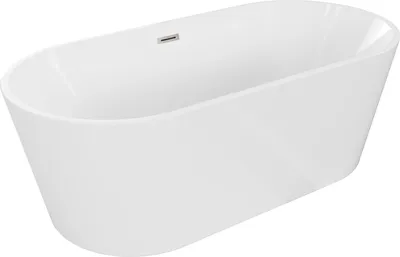 Produktbild von Mexen Luna freistehende Badewanne 170 x 80 cm, weiß, Überlauf gebürstetes Nickel - 52031708000-97