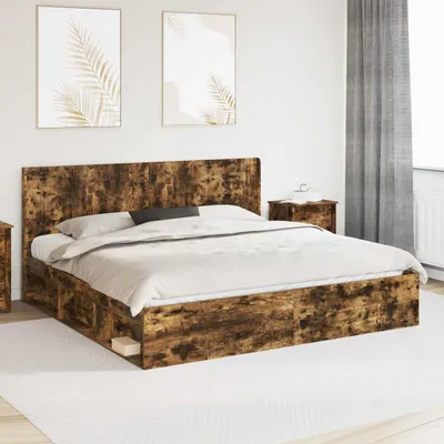 Produktbild von vidaXL Bettgestell mit Stauraum und Kopfteil R?uchereiche 200 x 200 cm