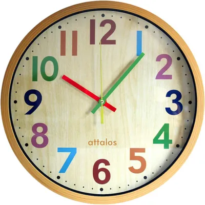 Produktbild von Attalos Wanduhr Kinder – Stilles Quarzuhrwerk – Uhr Analog & Lautlos 30 cm – Kinderuhr junge & mädchen für kinderzimmer
