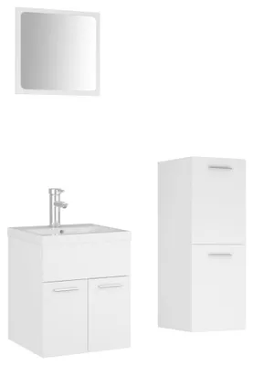 Produktbild von vidaXL Badmöbel-Set Weiß Holzwerkstoff