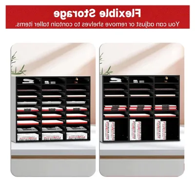 Produktbild von 27-Schubladen-Holz-Organizer für Papier und Post, Schreibtisch-Organizer für Büro, Zuhause und Schule, Schüler-Postfach für das Klassenzimmer, Schwarz