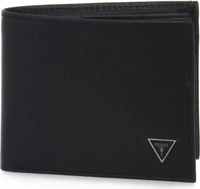 A black Guess wallet is shown against a white background.