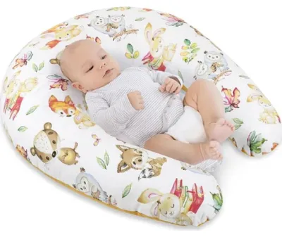 Produktbild von Babybettkissen mit Reißverschlussbezug - 180 cm Umfang - Weiß,Gelb