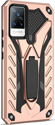 Produktbild von Mobigear Armor Stand  Vivo V21 Hülle Hardcase Backcover Stoßfest mit Ständer - Roségold