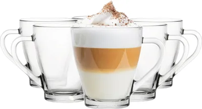 Produktbild von Glasmark KROSNO 200ml Set von 6 Trinkgläser aus Glas mit Henkel Tasse