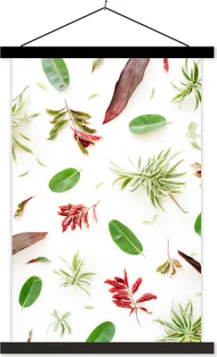 Produktbild von MuchoWow® Textilposter Tropisch - Blatt - Rot 40x60 cm mit schwarzem Rahmen - Wanddekorationen