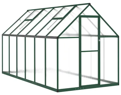 Produktbild von vidaXL Gewächshaus mit Fundamentrahmen Grün 334x169x195 cm Aluminimum