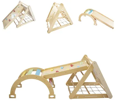 Produktbild von Chipolino Holz-Kindercenter 6 in 1 Kletterwand Rutsche Kletterseil Kletterrampe braun
