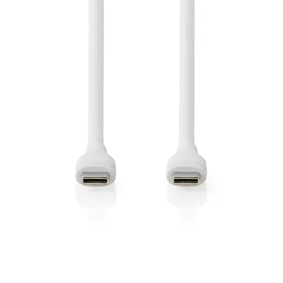 Obrázok produktu pre Nedis USB kábel - USB 2.0 - USB-C samec - USB-C samec - 60 W - 480 Mb/s - poniklovaný - 1,50 m - okrúhly - silikónový - biely - krabica