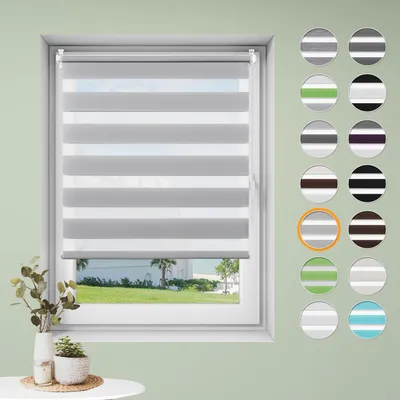 Produktbild von Doppelrollo ohne Bohren 95 x 180 cm - Stoffbreite 91 cm - Grau