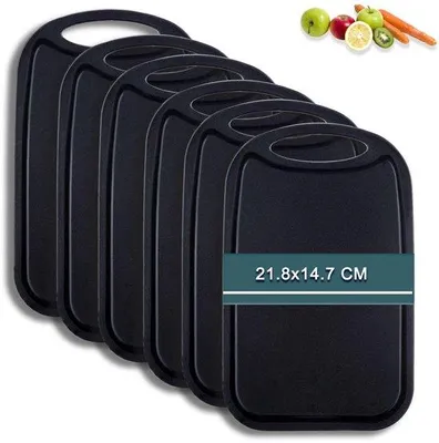 Produktbild von Frühstücksbrett-Set 6-teilig, 22x15cm, antibakteriell, schwarz, BPA-frei, antirutsch