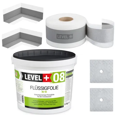 Immagine prodotto di Kit di impermeabilizzazione Pellicola liquida 5,5 kg Nastro di tenuta 5mb - LEVEL+ SET13