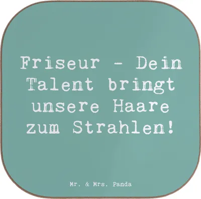 Produktbild von Mr. & Mrs. Panda Tassen Untersetzer Spruch Friseur Talent - Meeresbrise - Geschenk, Einfluss, weinuntersetzer, persönliches, Danke, Tischuntersetzer, für Gläser, Coaster