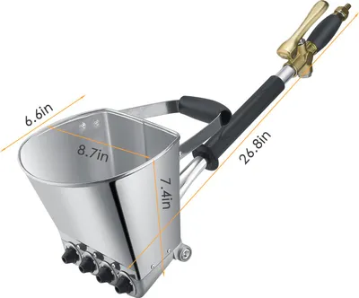Produktbild von Mörtelspritze - Pneumatische Zement-Trichter/Hopperpistole - 68 cm - Für Putz an Wand & Decke - Sand/Zement Sprühen & Verfugen - Silber