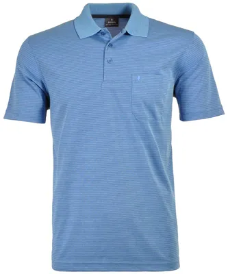 Rabe Poloshirt kurzarm Softknit-Polo fein gestreift in blau
