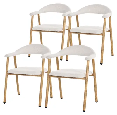 Produktbild von ML-Design Esszimmerstühle 4er Set mit Armlehne Küchenstühle Beige, Wohnzimmerstühle mit Rückenlehne, Polsterstühle mit Webstruktur Ergonomische Sessel