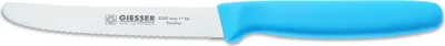 Image de Giesser Couteau à pain Couteau à tomates Couteau de cuisine 3mm lame dentelée 11cm - bleu clair