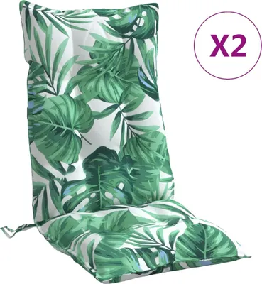 Image de vidaXL Coussins de chaise à haut dossier 2 pcs. Motif de feuilles tissu Oxford