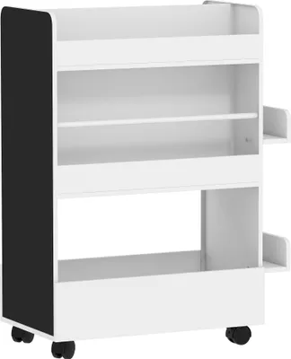 Produktbild von Kinderbücherregal mit Kreidetafel und Rollen, Weiß