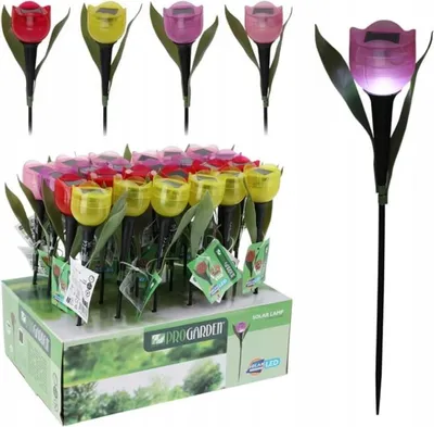 Immagine prodotto di Lampada solare a tulipani colorati da 30 cm, illuminazione LED da giardino, impermeabile ed ecologica
