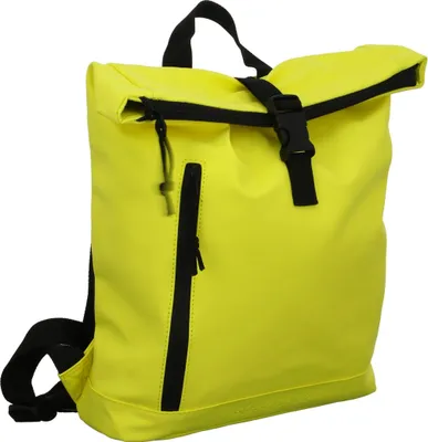 Produktbild von Rucksack BKR-113 S Rolltop mit Steckschnalle, glattes Kunstleder, Gelb, 33,5x36x9 cm