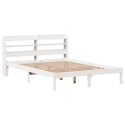 Zdjęcie produktu dla Rama łóżka bez materaca, biała, 140x200 cm, lite drewno sosnowe