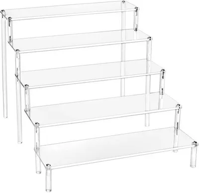 Produktbild von Ibenzoa® Acryl-Displayständer 5-stufig, transparent – 4 mm Acryl, 32 x 30 x 25 cm, Präsentationsständer für Schmuck, Kosmetik & Cupcakes