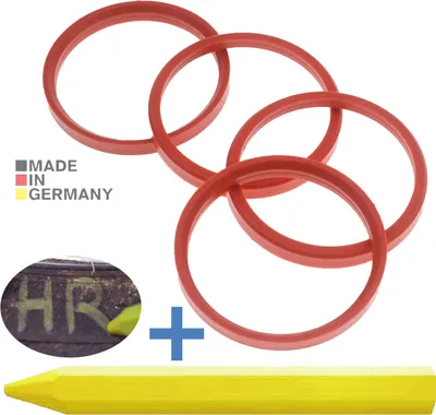 Produktbild von 4X Zentrierringe 76,0 x 66,6 mm Orange Felgen Ringe + 1x Reifen Kreide Fett Stift