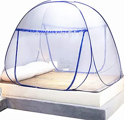 Produktbild von Pop Up Moskitonetz für Doppelbett, Large Portable Zelt Travel Doppeltür Reißverschluss Bettnetz, einfache Installation